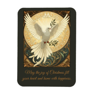 Dove vogel met een takje olijf Kerst Desi Magneet