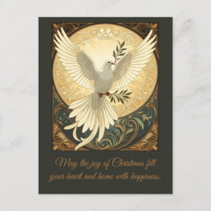 Dove vogel met olijftak Kerst ontwerp Feestdagenkaart