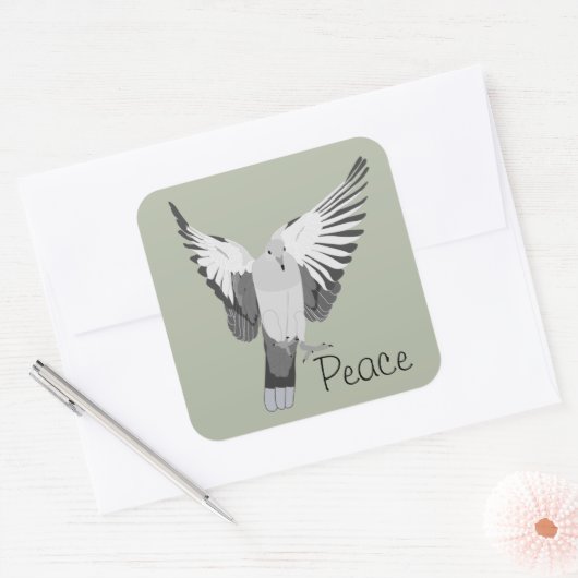 Dove - vrede vierkante sticker (Envelop)