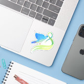 DOVE, VREDESSYMBOOL STICKER (Laptop met iPhone)