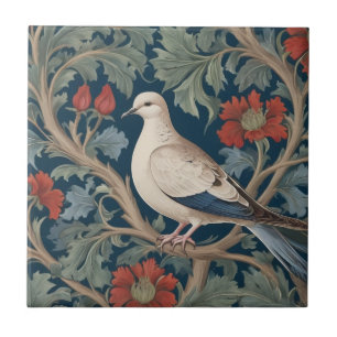Dove William Morris stijl Links tegenover Bird Tegeltje