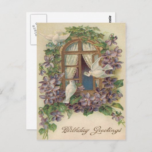 Dove Window Letter Vergeet-me-not Briefkaart (Voorkant / Achterkant)