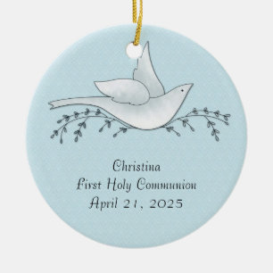 Dove with Branches, Blue, First Community Keramisch Ornament