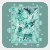 Dove With Celtic Peace Text In Aqua Tones Vierkante Sticker (Voorkant)