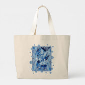 Dove With Celtic Peace Text In Blue Tones Grote Tote Bag (Achterkant)