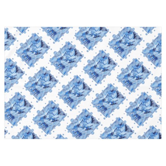 Dove With Celtic Peace Text In Blue Tones Tafelkleed (Voorkant (Horizontaal))