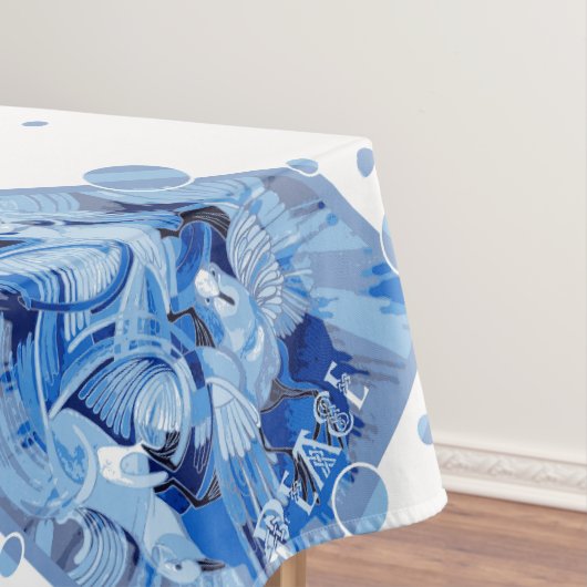 Dove With Celtic Peace Text In Blue Tones Tafelkleed (Voorbeeld)