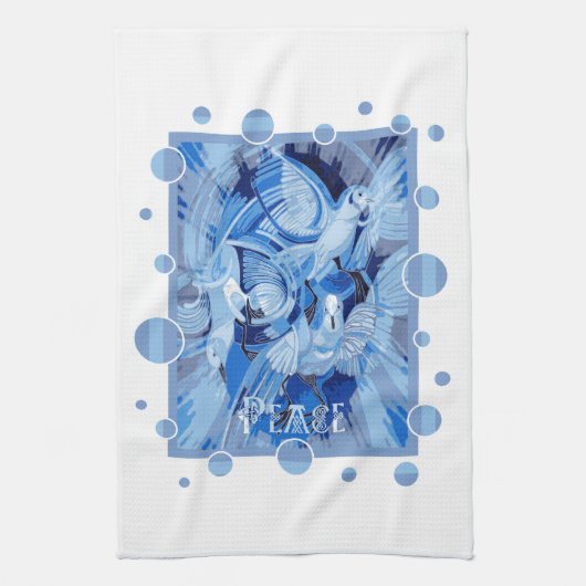 Dove With Celtic Peace Text In Blue Tones Theedoek (Verticaal)