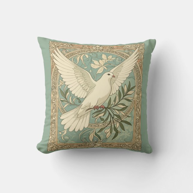 Dove With Olive Branch Christmas Design Kussen (Voorkant)