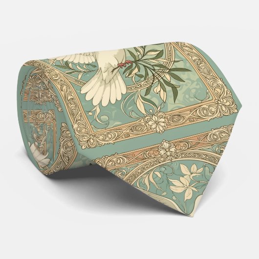 Dove With Olive Branch Christmas Design Stropdas (Opgerold)