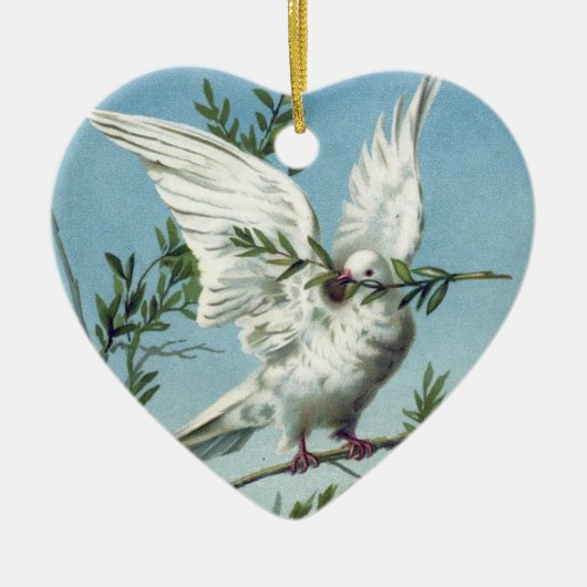 Dove with Olive Branch - Heart Ornament (Voorkant)