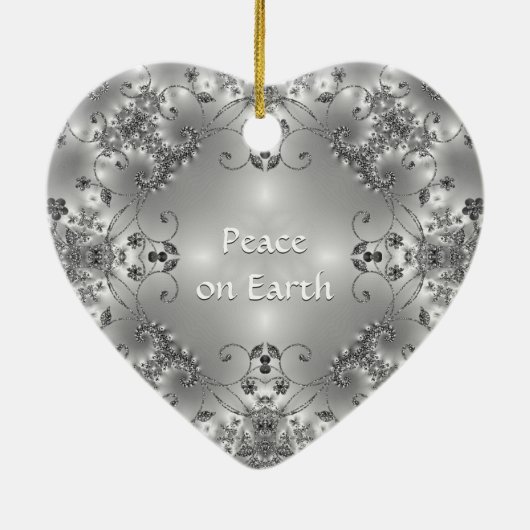 Dove with Olive Branch - Heart Ornament (Achterkant)