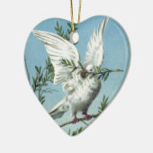 Dove with Olive Branch - Heart Ornament (Links)