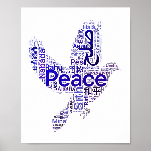 Dove Word Art Peace Poster (Voorkant)