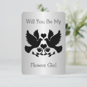 Dove Zwart en Zilver Bruidsmeisje Verzoek Kaart (Staand voorkant)