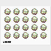 Doven en bloemen ronde sticker (Vel)