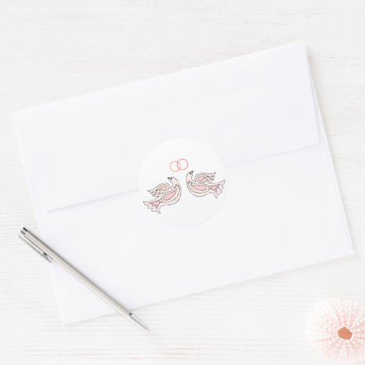 Doven en bruiloft ronde sticker (Envelop)