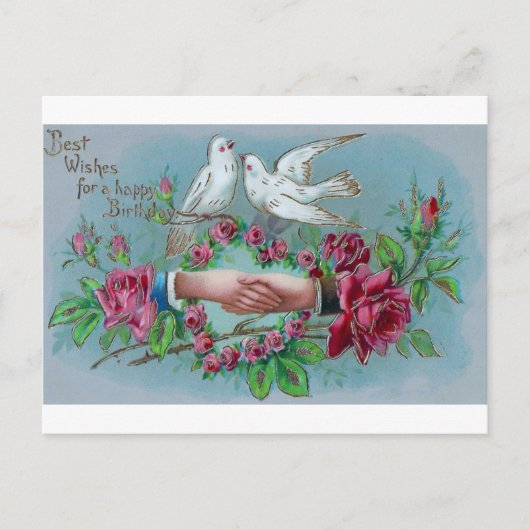 Doven en handshake Birthday Briefkaart (Voorkant)