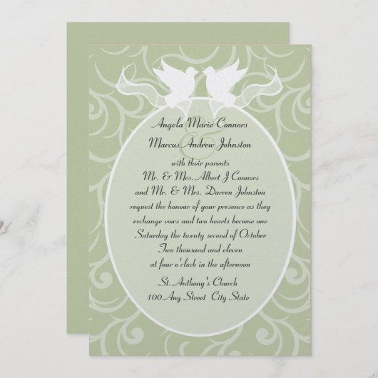 Doven en lintstof/huwelijk kaart (Voorkant / Achterkant)