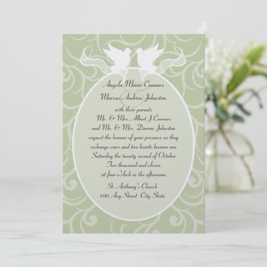 Doven en lintstof/huwelijk kaart (Staand voorkant)