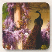 Doven en pacocks in een tuin bier onderzetter (Voorkant)