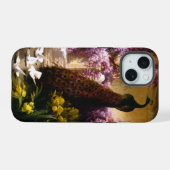 Doven en pacocks in een tuin iPhone 15 case (Achterkant horizontaal)