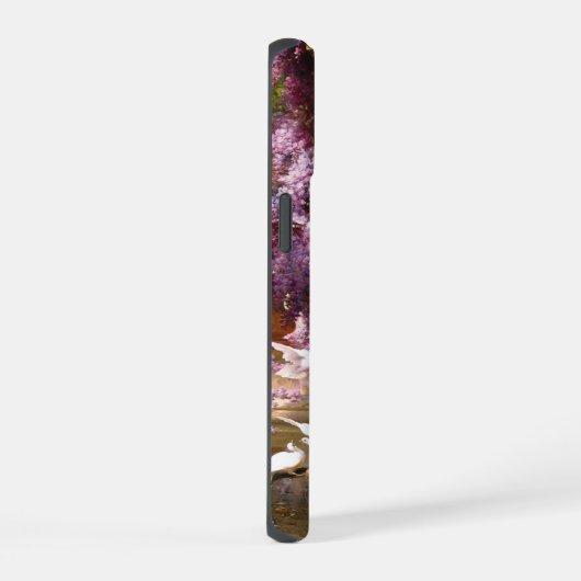 Doven en pacocks in een tuin iPhone 15 case (Rechterkant)