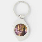 Doven en pacocks in een tuin sleutelhanger (Voorkant)