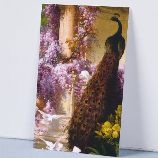 Doven en pacocks in een tuin visitekaartje