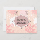 Doven en roze Floral Sip en zie Baby invullen Kaart (Achterkant)