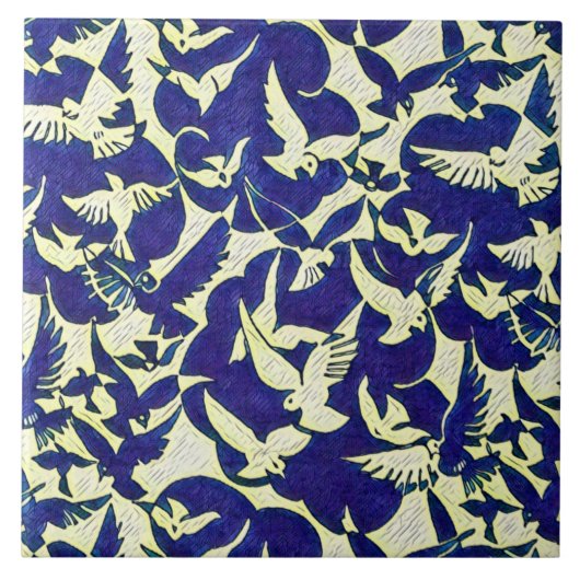 Doven in vlucht tegeltje (Voorkant)