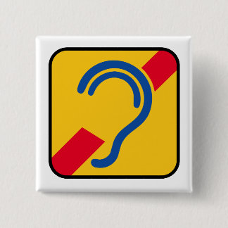 doven. Slechthorend, doofheid, beperkt gehoor. Vierkante Button 5,1 Cm