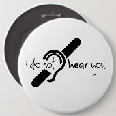 Doven, slechthorend, doofheid, egel-onderscheiding ronde button 6,0 cm (Voorkant /achterkant)