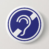 Doven, slechthorend, doofheid, egel-onderscheiding ronde button 7,6 cm (Voorkant)