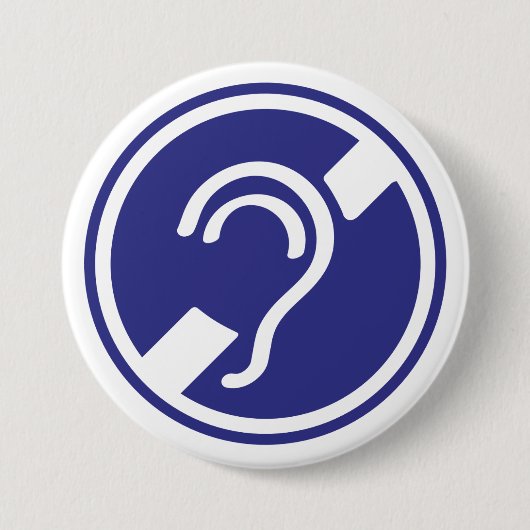 Doven, slechthorend, doofheid, egel-onderscheiding ronde button 7,6 cm (Voorkant)