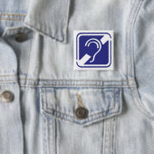 Doven, slechthorend, doofheid, egel-onderscheiding vierkante button 5,1 cm (In situ)