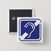 Doven, slechthorend, doofheid, egel-onderscheiding vierkante button 5,1 cm (Voorkant /achterkant)