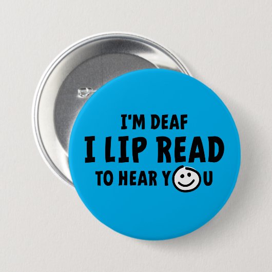 Doven, slechthorend, doofheid, gebaren taal ronde button 7,6 cm (Voorkant /achterkant)