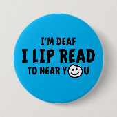 Doven, slechthorend, doofheid, gebaren taal ronde button 7,6 cm (Voorkant)