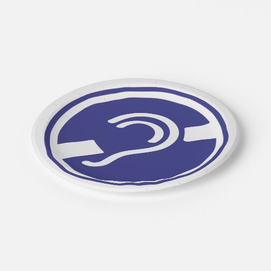 Doven, slechthorend, doofheid, gehoorverlies teken papieren bordje (Gekanteld)