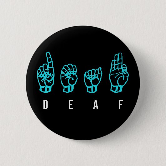 Dovengeschreven Amerikaanse Gebarentaal met Vinger Ronde Button 5,7 Cm (Voorkant)