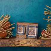 Doveppatroon op traditioneel poster fotoplaat (Zijkant)