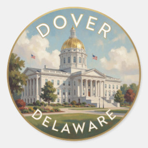 Dover Delaware Capitol Reisillustratie Ronde Sticker