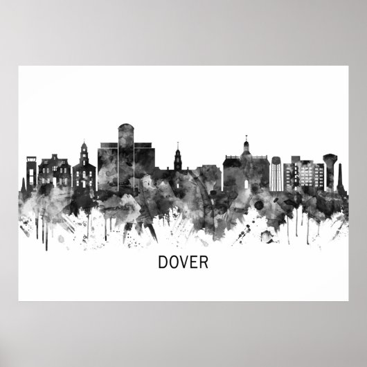 Dover Delaware Skyline BW Poster (Voorkant)