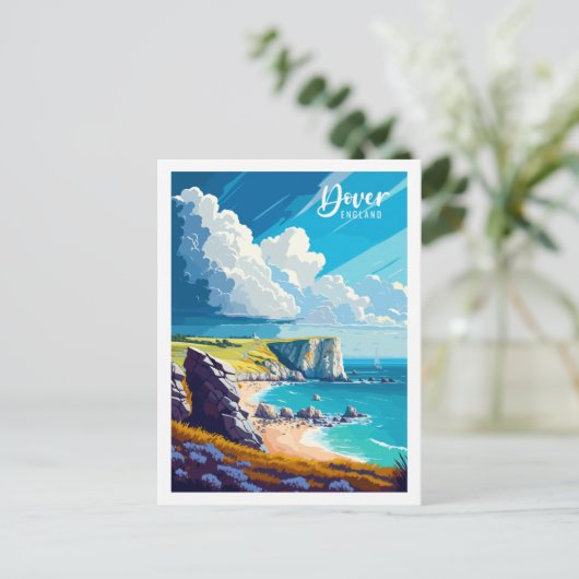 Dover Engeland vintage reisplaats illustratie Briefkaart (Staand voorkant)