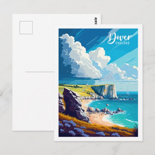 Dover Engeland vintage reisplaats illustratie Briefkaart (Voorkant / Achterkant)