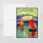 Dover, Engeland, zeilschip, zee, vintage Briefkaart (Voorkant / Achterkant)