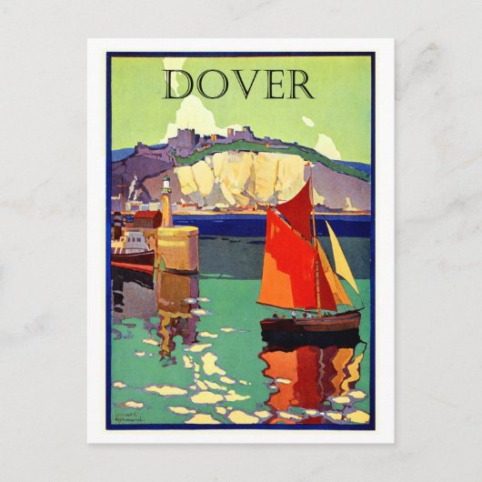 Dover, Engeland, zeilschip, zee, vintage Briefkaart (Voorkant)