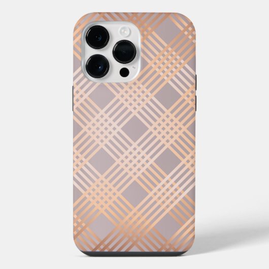 Dover Gray en Metallic Peach Plaid iPhone Hoesje (Achterkant)