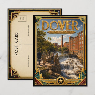 Dover New Hampshire Vintage Art Deco Gouden Tijdpe Briefkaart